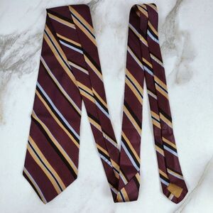 VTG 90s Robert Talbott Studio Burgundy Gold Black Striped Silk 4" Tie